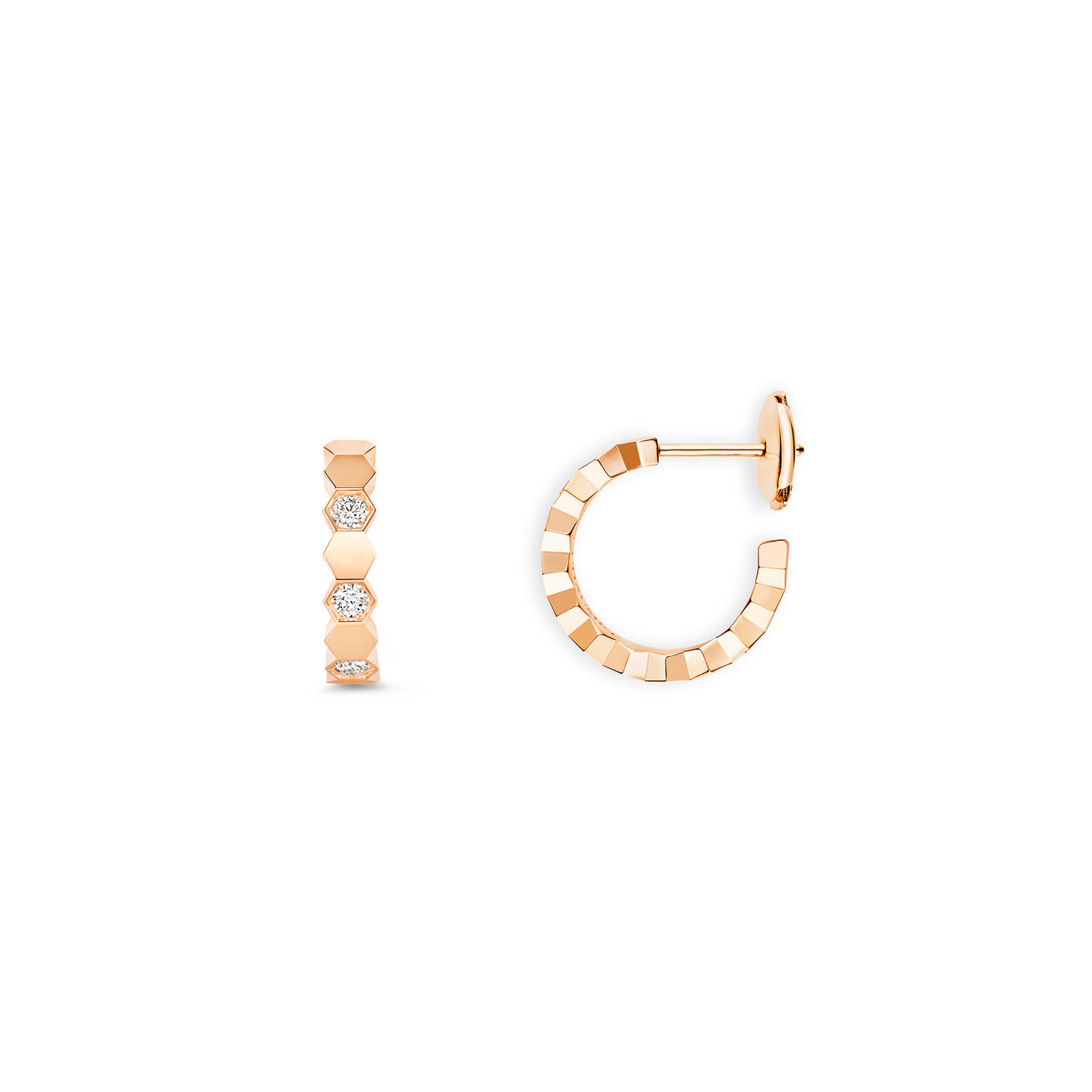 Chaumet Bee My Love Small Rose Gold and Diamond Hoop Earrings Side image number 1